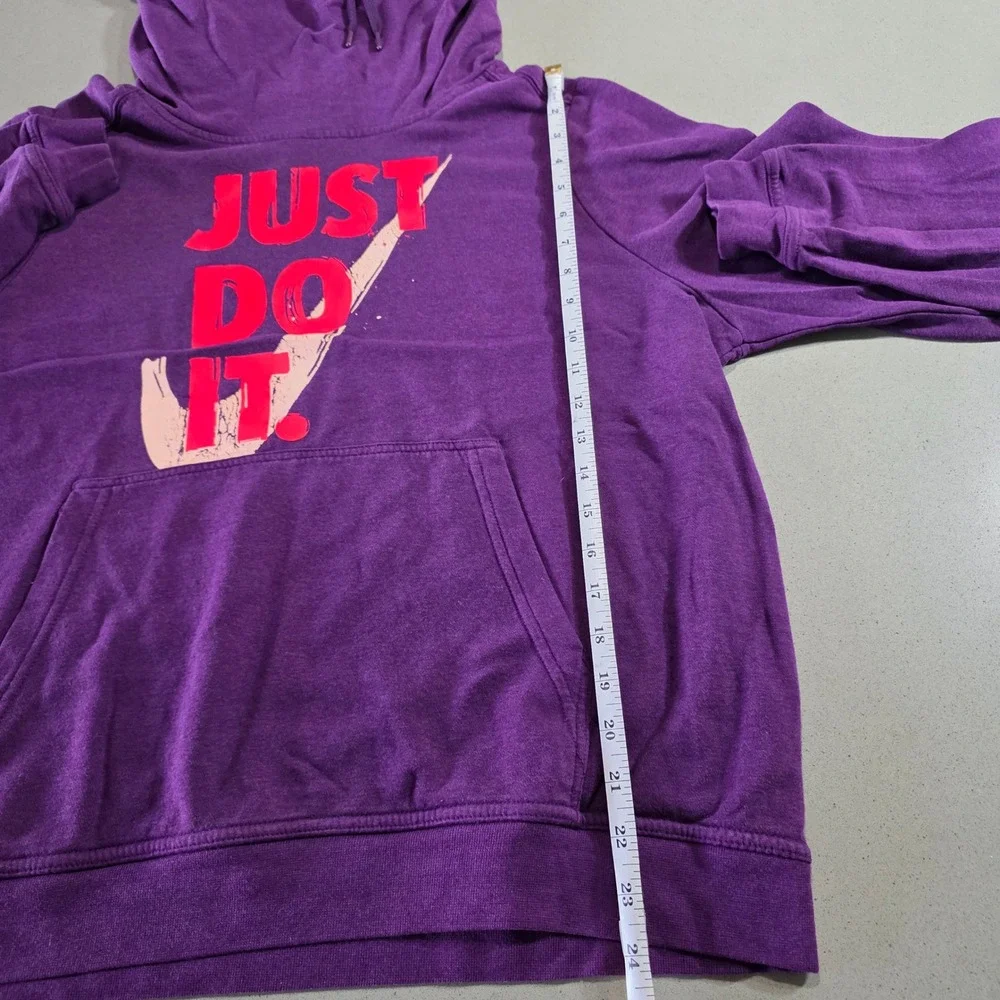 Nike Womens Just Do It Graphic Hoodie Purple Pink Funnel Neck Pullover XL